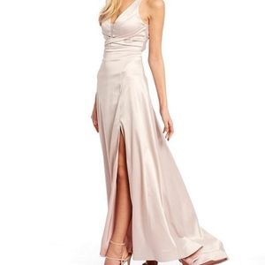 NWT blush V  neck satin gown